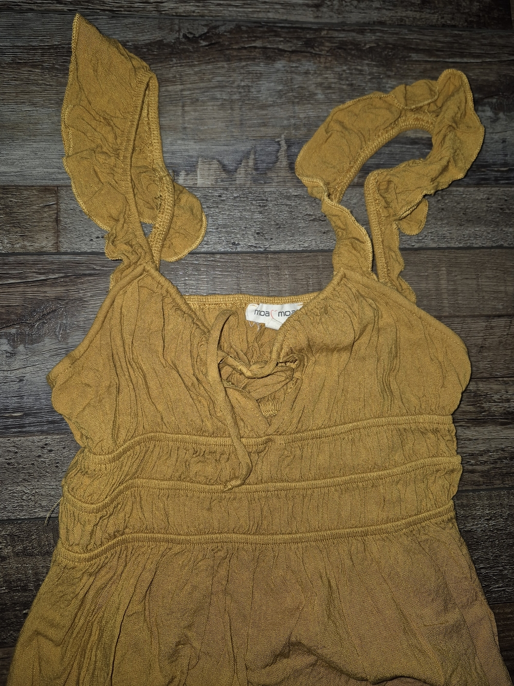 Moa Moa Mustard Ruffle Strap Tank Top - Picture 2 of 3